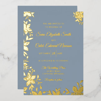 Elegante gestreifte Blume in Goldfolie auf staubig Folieneinladung