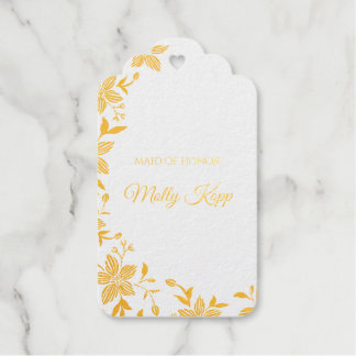 Elegante gestreifte Blume in Goldfolie Geschenkanhänger