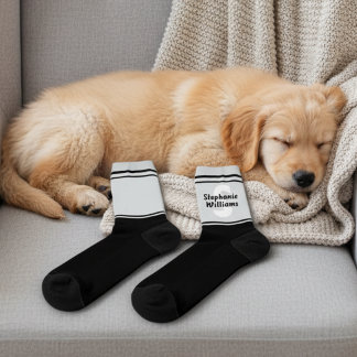 Elegante gestreifte Crew-Socken mit vollem Namen u Socken