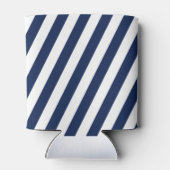 Elegante, gestreifte Hochzeit - Navy Blue, White Dosenkühler (Rückseite)