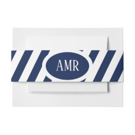 Elegante, gestreifte Hochzeit - Navy Blue, White Einladungsbanderole