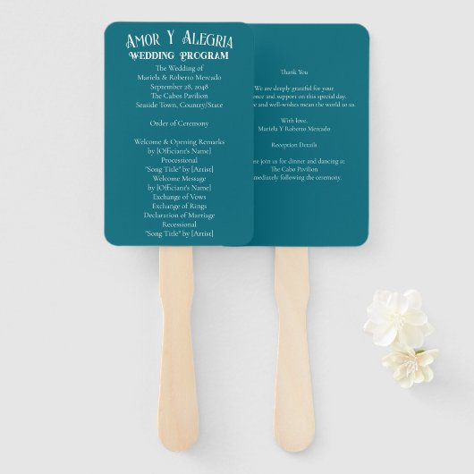 Elegante, gestreifte Hochzeit - Navy Blue, White Fächer (Vorne und Hinten)