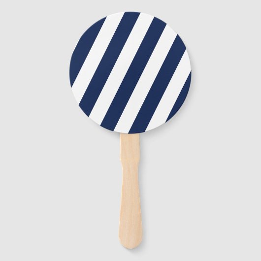 Elegante, gestreifte Hochzeit - Navy Blue, White Fächer (Rückseite)