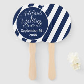 Elegante, gestreifte Hochzeit - Navy Blue, White Fächer (Vorne und Hinten)