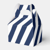 Elegante, gestreifte Hochzeit - Navy Blue, White Geschenkschachtel (Rückseite)