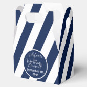 Elegante, gestreifte Hochzeit - Navy Blue, White Geschenkschachtel (Geöffnet)