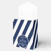 Elegante, gestreifte Hochzeit - Navy Blue, White Geschenkschachtel (Geöffnet)