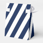 Elegante, gestreifte Hochzeit - Navy Blue, White Geschenkschachtel (Rückseite)