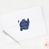 Elegante, gestreifte Hochzeit - Navy Blue, White Quadratischer Aufkleber (Umschlag)