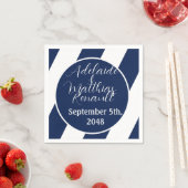 Elegante, gestreifte Hochzeit - Navy Blue, White Serviette (Beispiel)