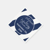 Elegante, gestreifte Hochzeit - Navy Blue, White Serviette (Ecke)
