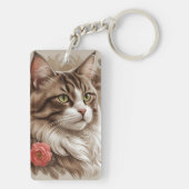 Elegante Getigerte Katze Schlüsselanhänger (Rückseite)