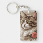 Elegante Getigerte Katze Schlüsselanhänger (Vorderseite)