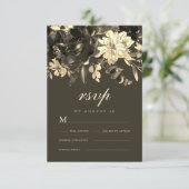 Elegante, getrocknete Blumenschokolade braun RSVP Karte (Stehend Vorderseite)