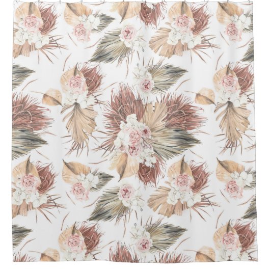 Elegante getrocknete Palmen Blätter und tropische  Duschvorhang (Vorderseite)