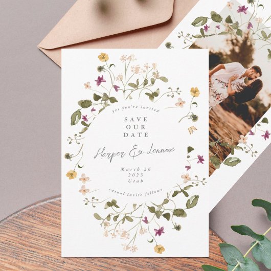 Elegante getrocknete Wildblume Pampas Foto zurück Save The Date