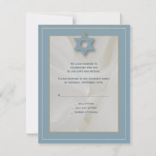 Elegante Gewebe-Bar Mitzvah Antwort-Karte im Blau RSVP Karte