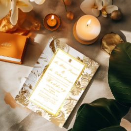 Elegante Gilded Gold Monstera Einladung