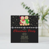 Elegante Gingerbread Family und Stars NIEDLICH Chr Einladung (Stehend Vorderseite)