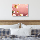 Elegante Ginkgo-Blätter in Rosa und Gold Leinwanddruck (Insitu (Schlafzimmer))