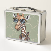 Elegante Giraffe Silhouette Einzigartiges Printdes Metall Brotdose (Vorderseite)