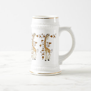 Elegante Giraffen gold-weißer Bierkrug Bierglas