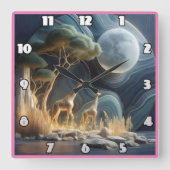 Elegante Giraffen unter dem sonnigen afrikanischen Quadratische Wanduhr (Vorderseite)