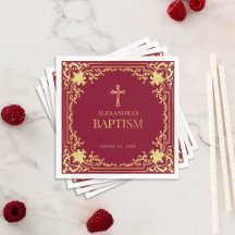 Elegante Girl Baptisk Burgund Imitate Goldenes Kre