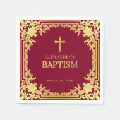 Elegante Girl Baptisk Burgund Imitate Goldenes Kre Serviette (Vorderseite)