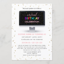 Elegante Girl Colorful Virtual Birthday Party