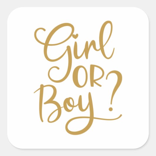 Elegante Girl or Boy Gold Glitzer Gender Reveal Quadratischer Aufkleber (Vorderseite)
