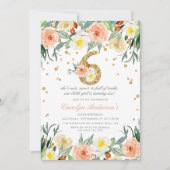 Elegante Girls 6. Geburtstag Einladungen (Vorderseite)