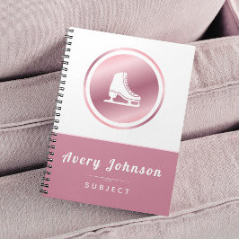 Elegante Girls Ice Skaten Thema Winter Sport Rosa Notizblock