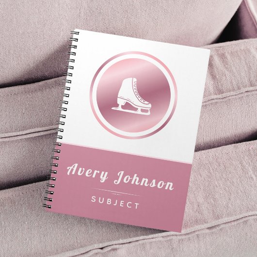 Elegante Girls Ice Skaten Thema Winter Sport Rosa Notizblock