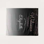 Elegante Girly Black Gradient Pastel Pink Script Wandteppich (Vorderseite (Horizontal))