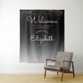 Elegante Girly Black Gradient Pastel Pink Script Wandteppich (Beispiel)