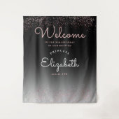 Elegante Girly Black Gradient Pastel Pink Script Wandteppich (Vorderseite)