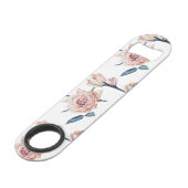 Elegante Girly Blush Pink Rose Speed Flaschenöffner (Rückseite Schrägansicht)