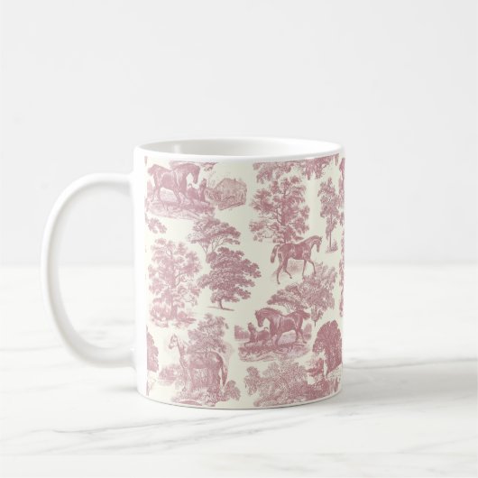 Elegante Girly Chic Rosa Pferde Wandern Kaffeetasse (Links)