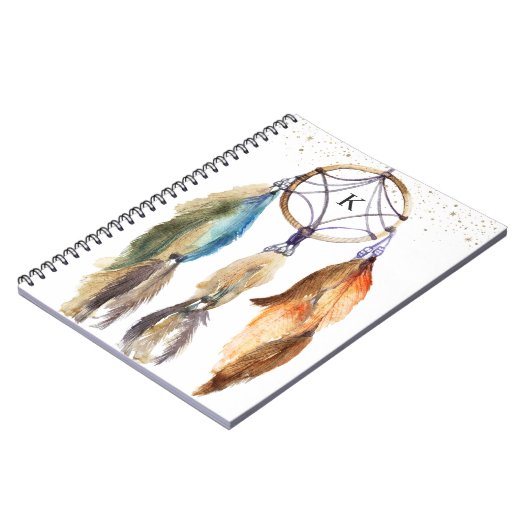 Elegante Girly Dreamcatcher Feather Personalisiert Notizblock (Linke Seite)