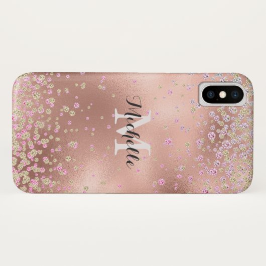 Elegante Girly Imitats Rose Case-Mate iPhone Hülle (Rückseite (Horizontal))