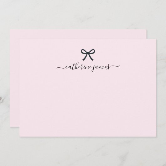 Elegante Girly Monogram Name Script Niedlich Blush Mitteilungskarte (Vorne/Hinten)