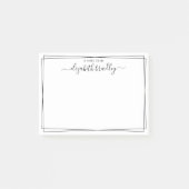 Elegante Girly Monogram Signature Schwarz-weiß Pos Post-it Klebezettel (Vorderseite)