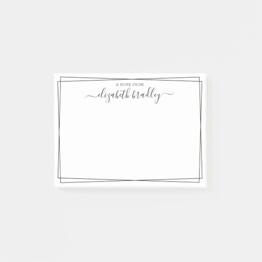 Elegante Girly Monogram Signature Schwarz-weiß Pos Post-it Klebezettel (Vorderseite)