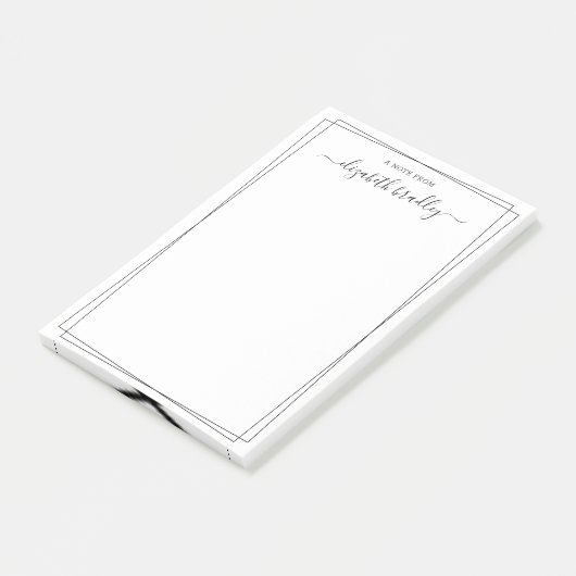 Elegante Girly Monogram Signature Schwarz-weiß Post-it Klebezettel (angewinkelt)