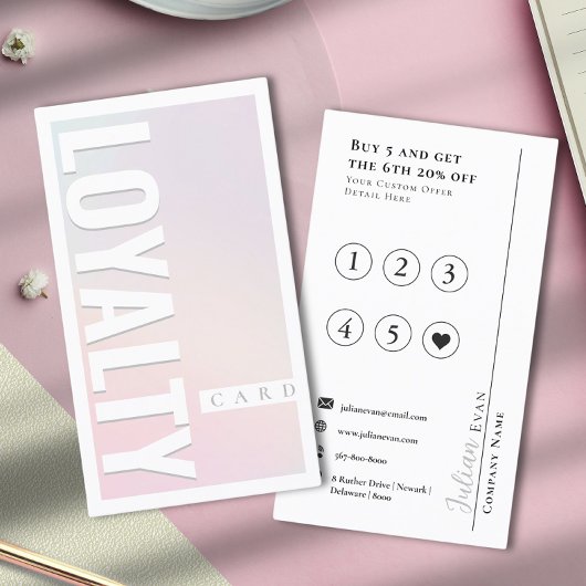 Elegante Girly Pastel Pink Loyalty Card Visitenkarte