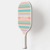 Elegante Girly Pastel Rainbow Stripes Personalisie Pickleball Schläger (Links)