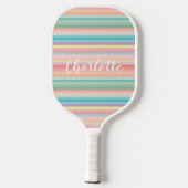 Elegante Girly Pastel Rainbow Stripes Personalisie Pickleball Schläger (Rückseite)