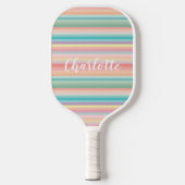 Elegante Girly Pastel Rainbow Stripes Personalisie Pickleball Schläger (Vorderseite)
