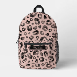 Elegante Girly Rose Gold Black Leopard Print Cool Bedruckter Rucksack